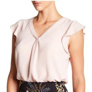 Philosophy Apparel Solid Ruffle Sleeve Blouse L